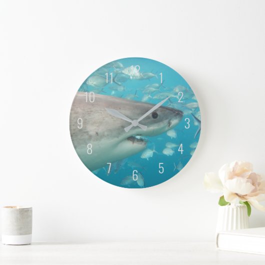 ホワイトシャーク素晴らしが水中オーストラリアでクローズアップLa ラージ壁時計 (ホーム)