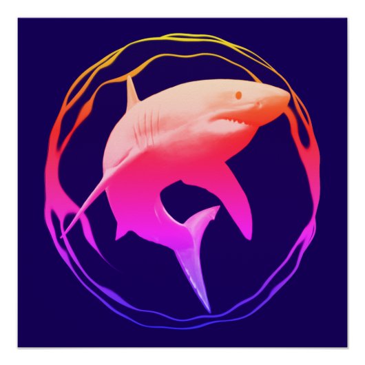 ホワイトシャーク素晴らしグラフィックデザイン ポスター (正面)