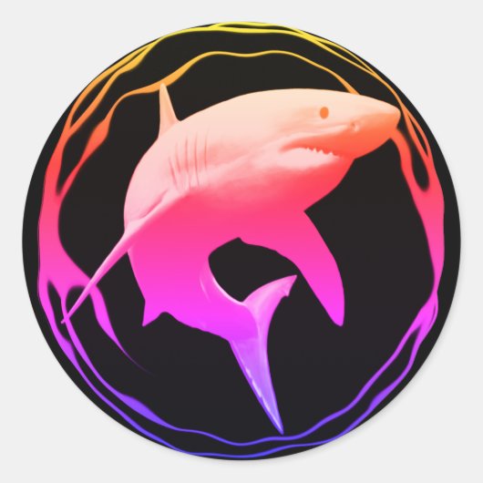 ホワイトシャーク素晴らしグラフィックデザイン ラウンドシール (正面)