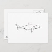ホワイトシャーク（ラインアート） ポストカード (正面/裏面)