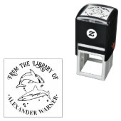 ホワイトシャーク 海洋テーマ 丸型 図書館の本 セルフインキングスタンプ (インサイチュ)