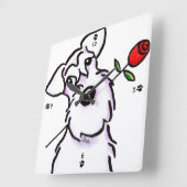 ホワイトシュナウザースイートアートバラ スクエア壁時計 (傾斜)