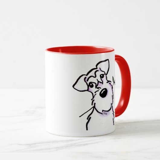 ホワイトシュナウザースウィートアートバラ マグカップ (正面右)