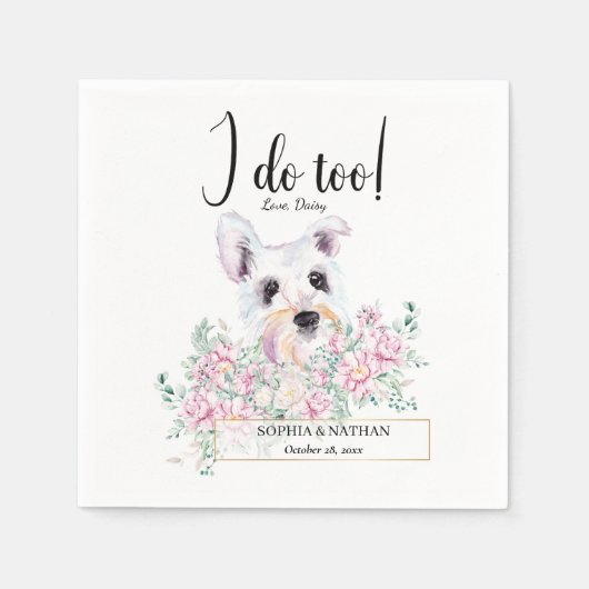 ホワイトシュナウツァードッグ結婚ズカクテルナプキンス スタンダードカクテルナプキン (正面)