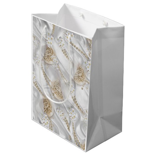 ホワイトシルク&アイボリーシャンペーンパール ミディアムペーパーバッグ (裏面アングル)