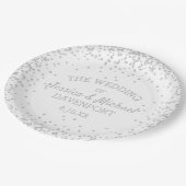 ホワイトシルバーエレガントグリッターウェディングレセプション ペーパープレート (アングル)