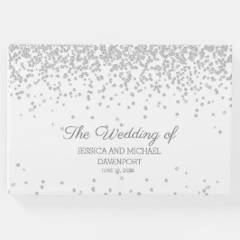 ホワイトシルバーエレガントダイヤモンドグリッター結婚ズ ゲストブック