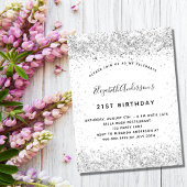 ホワイトシルバーグリッターグラマラスな贅沢な誕生日 招待状
