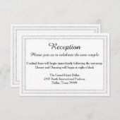 ホワイトシルバーグリッタートリム – 披露宴の招待 エンクロージャーカード (正面/裏面)