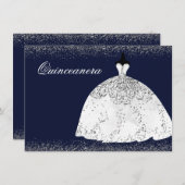 ホワイトシルバーグリッタードレスキンセアニェラパーティー 招待状 (正面/裏面)