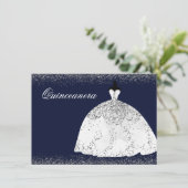 ホワイトシルバーグリッタードレスキンセアニェラパーティー 招待状 (スタンド正面)