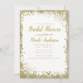 ホワイトシルバーグリッターモダングラムブライダルシャワー 招待状 (正面)