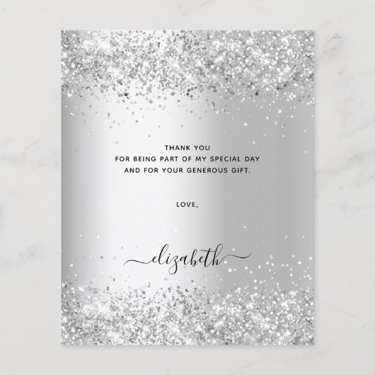 ホワイトシルバーグリッター予算サンキューカード (裏面)