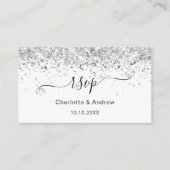ホワイトシルバーグリッター結婚ズのウェブサイトRSVP QRコード エンクロージャーカード (正面)