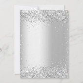ホワイトシルバーグリッター豪華ラグジュアリー誕生日 招待状 (裏面)