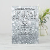 ホワイトシルバーグリッター《写真》ぼけ味グラムブライダルシャワー 招待状 (スタンド正面)