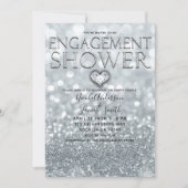 ホワイトシルバーグリッター《写真》ぼけ味グラム婚約シャワー 招待状 (正面)