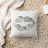 ホワイトシルバーグレーグリッターキスリップメイクアップミニマル クッション (ブランケット)