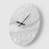 ホワイトシルバーグレーグリッターグラデーショングラム ラージ壁時計 (傾斜)