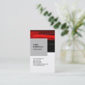 ホワイトシルバーグレー赤黒縦型名刺 名刺 (スタンド正面)