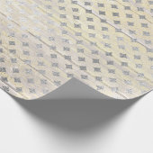 ホワイトシルバーグレー金ゴールドダイヤモンドカットウッド素朴 ラッピングペーパー (角)