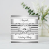 ホワイトシルバージュエル50thエレガントな誕生日パーティー 招待状 (スタンド正面)