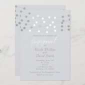ホワイトシルバーストリングライツシモダンック婚約 招待状 (正面/裏面)