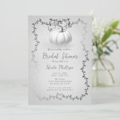 ホワイトシルバーストーリーブックホワイトパンプキンブライダルシャワー 招待状 (スタンド正面)
