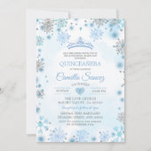 ホワイトシルバースノーフレーククリスマススウィート16招待状 招待状 (正面)