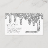 ホワイトシルバーチャンキーグリッター厚いドリップス爪、 ネイル 名刺 (裏面)