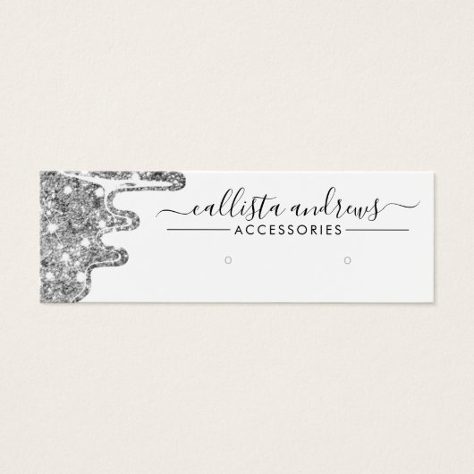 ホワイトシルバーチュンキーグリッタードリプスイヤリングディスプレイ (正面)