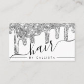 ホワイトシルバーチョンキーグリッター厚いドリップスヘア 名刺 (正面)