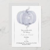 ホワイトシルバーパンプキンストーリーブックシック秋の結婚式 招待状 (正面/裏面)