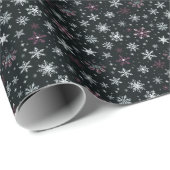 ホワイトシルバーパープル雪の結晶ブラッククリスマス ラッピングペーパー (ロールコーナー)