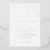 ホワイトシルバーフローラエレガントな結婚式 箔招待状 (正面)