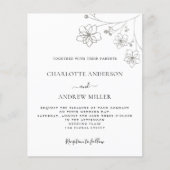 ホワイトシルバーフローラ予算結婚式招待状 (正面)