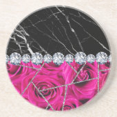 ホワイトシルバーマーブルバラブラックグリッター コースター (正面)