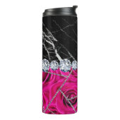 ホワイトシルバーマーブルバラブラックグリッター タンブラー (回転左)