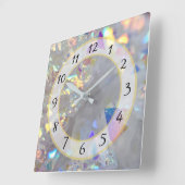 ホワイトシルバーメタリックフェイクストーン宝石時計 スクエア壁時計 (傾斜)