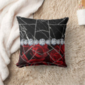 ホワイトシルバー大理石バラブラックグリッタースローピロ クッション (ブランケット)