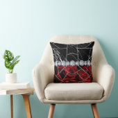 ホワイトシルバー大理石バラブラックグリッタースローピロ クッション (椅子)