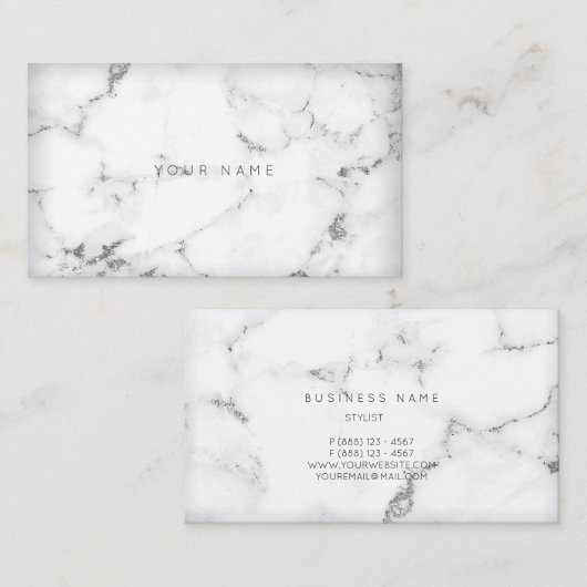 ホワイトシルバー抽象芸術グレーマーブルビップ 名刺 (正面/裏面)