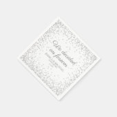 ホワイトシルバー結婚グリッターの私たちは永遠に決めた スタンダードカクテルナプキン (角)