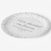 ホワイトシルバー結婚グリッターの私たちは永遠に決めた ペーパープレート (アングル)