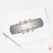 ホワイトシルバー金ゴールドジュエルエレガント封筒用シール 楕円形シール (封筒)