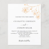 ホワイトシルバー金ゴールドフローラ予算結婚式招待状 チラシ (正面)