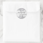 ホワイトシルバー＆グレーのスパークルドットメイクアップ by ラウンドシール (バッグ)