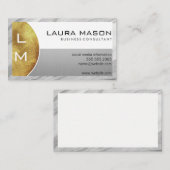 ホワイトシルバー（モノグラム） |大理石縁ど 名刺 (正面/裏面)