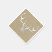 ホワイトシルバー〔雄ジカの〕枝角素朴&ブ結婚ラウン スタンダードカクテルナプキン (角)