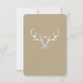 ホワイトシルバー〔雄ジカの〕枝角&ブラウン紙素朴RSVP 出欠カード (裏面)